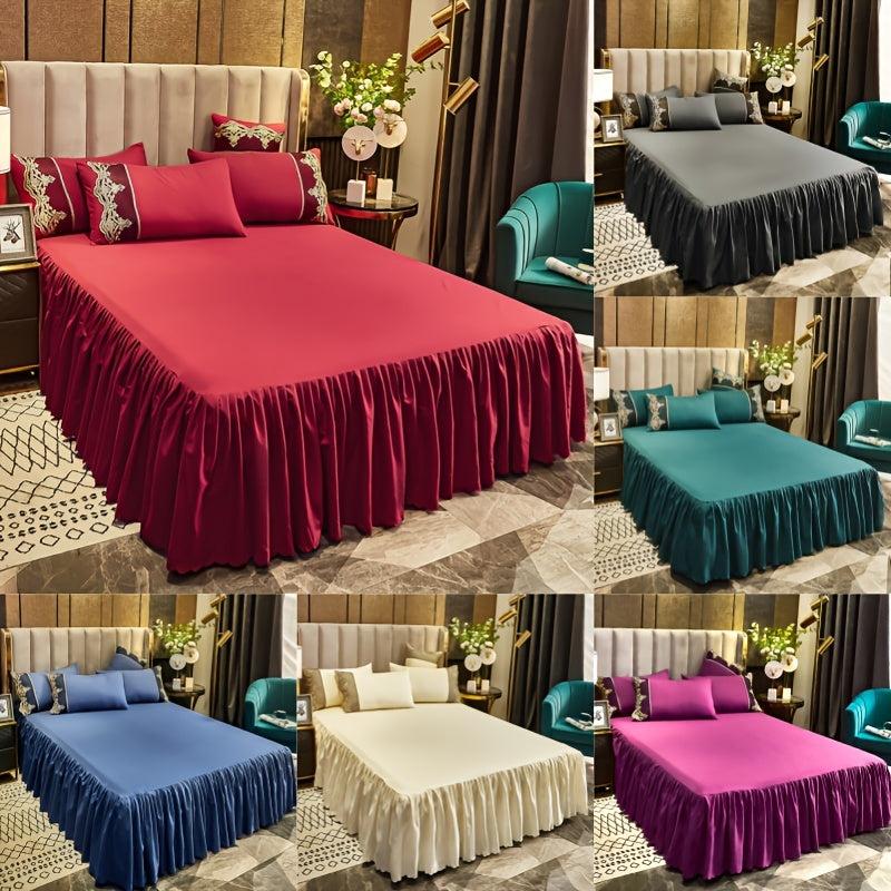 Elastic Adjustable Plain Bed Skirt for Bedroom Decor