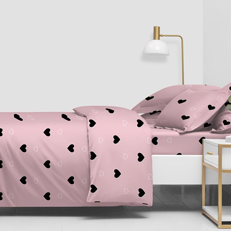 Love Print Brushed Duvet Cover Soft Comfortable Bedroom Guest Room