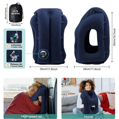 Inflatable Travel Pillow for Neck Support on Airplane Car Bus Office