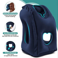 Inflatable Travel Pillow for Neck Support on Airplane Car Bus Office