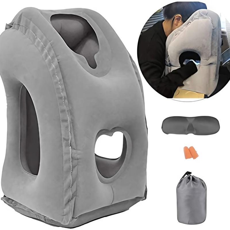 Inflatable Travel Pillow for Neck Support on Airplane Car Bus Office