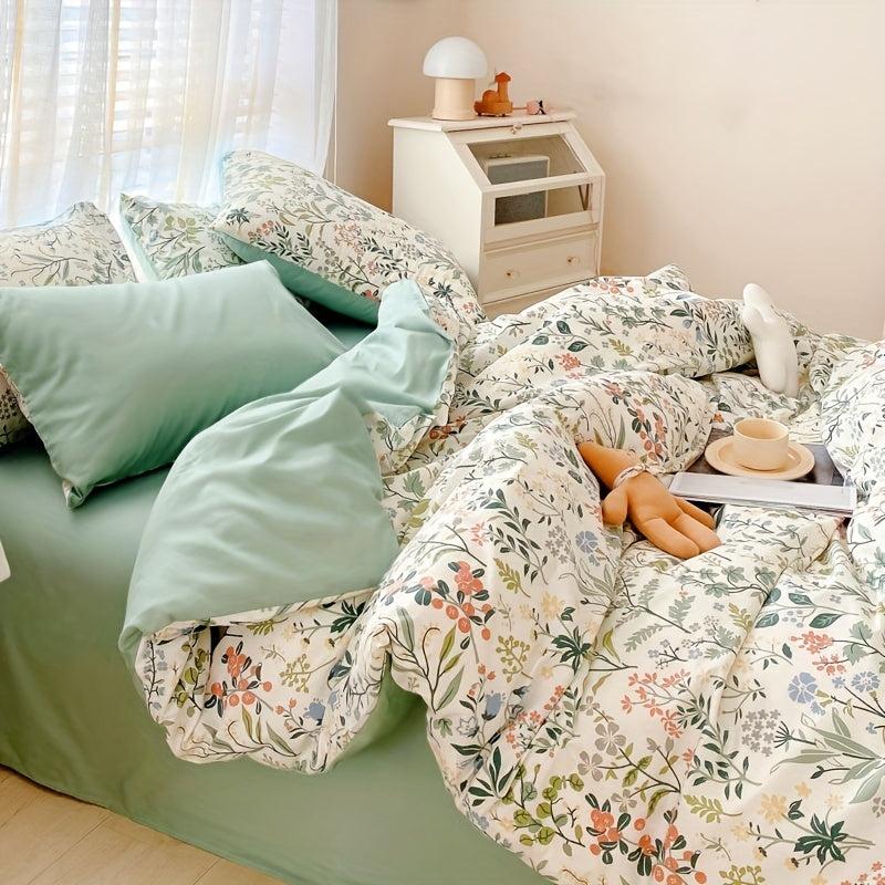 3pcs Floral Print Duvet Cover Set Soft Comfortable Bedding Set