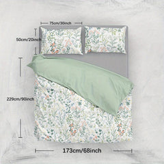 3pcs Floral Print Duvet Cover Set Soft Comfortable Bedding Set