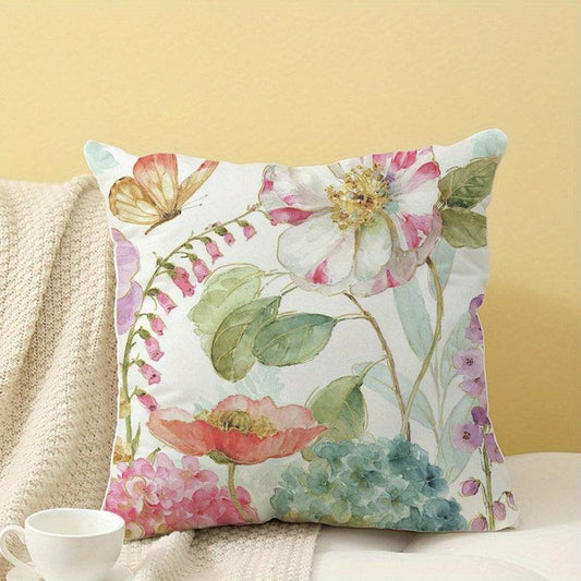 Pastoral Style Colorful Flower Throw Pillow Cover for Home Decoration