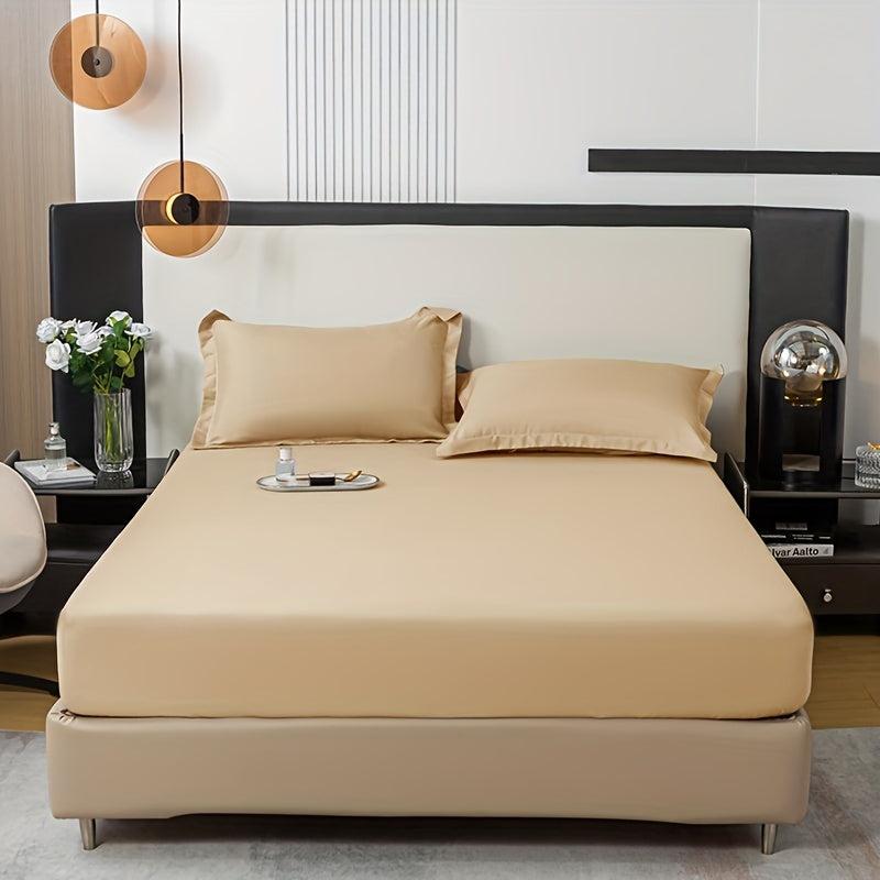 3pcs Solid Fitted Sheet Set Soft Breathable Bedding Set