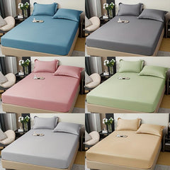 3pcs Solid Fitted Sheet Set Soft Breathable Bedding Set