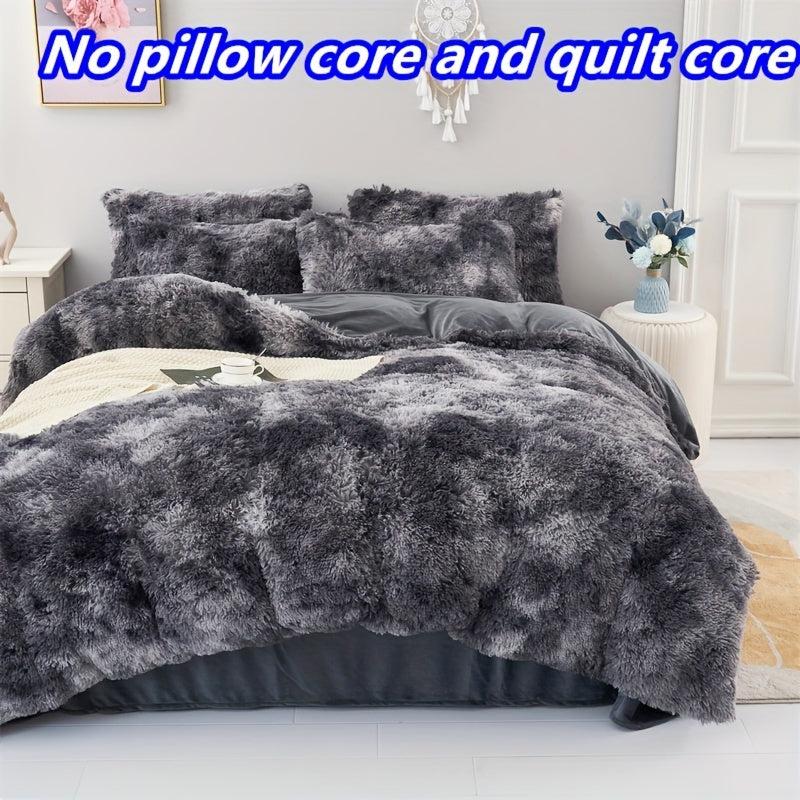 3pcs Plush Duvet Cover Set Solid Autumn And Winter Bedding Set