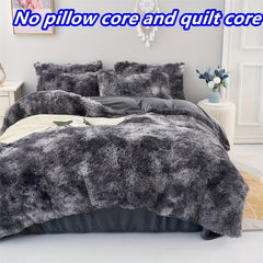 3pcs Plush Duvet Cover Set Solid Autumn And Winter Bedding Set