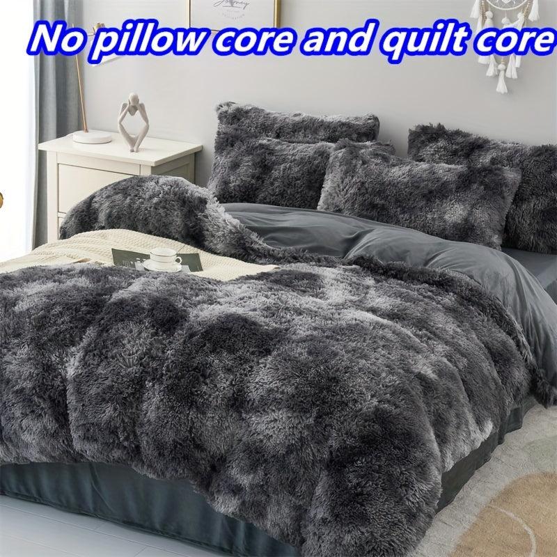 3pcs Plush Duvet Cover Set Solid Autumn And Winter Bedding Set