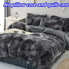 3pcs Plush Duvet Cover Set Solid Autumn And Winter Bedding Set