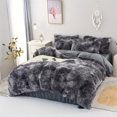 3pcs Plush Duvet Cover Set Solid Autumn And Winter Bedding Set