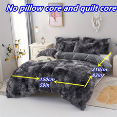 3pcs Plush Duvet Cover Set Solid Autumn And Winter Bedding Set