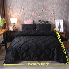 Polyester Duvet Cover Set Soft Comfortable Solid Pinch Pleats Bedding