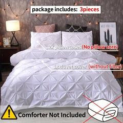 Polyester Duvet Cover Set Soft Comfortable Solid Pinch Pleats Bedding