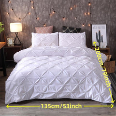 Polyester Duvet Cover Set Soft Comfortable Solid Pinch Pleats Bedding