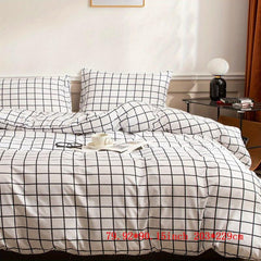 Plaid Print Duvet Cover Set Soft Comfortable Bedding Set