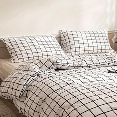 Plaid Print Duvet Cover Set Soft Comfortable Bedding Set