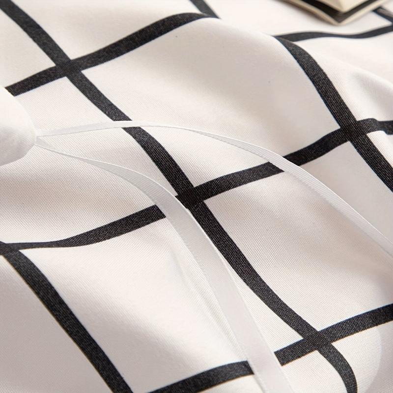Plaid Print Duvet Cover Set Soft Comfortable Bedding Set