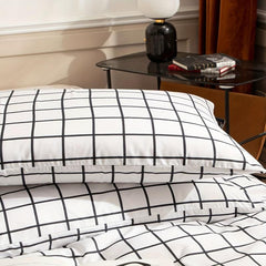 Plaid Print Duvet Cover Set Soft Comfortable Bedding Set