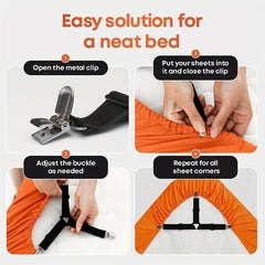 4pcs Adjustable Bed Sheet Straps for Securely Fastening Mattress and Fitted Shee