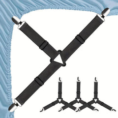 4pcs Adjustable Bed Sheet Straps for Securely Fastening Mattress and Fitted Shee