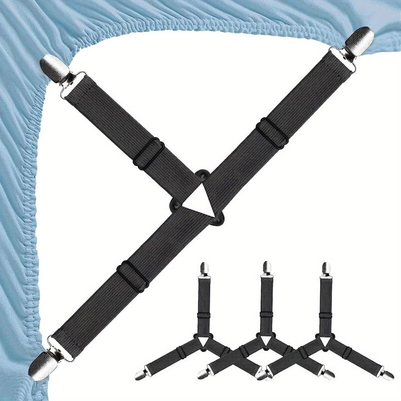 4pcs Adjustable Bed Sheet Straps for Securely Fastening Mattress and Fitted Shee