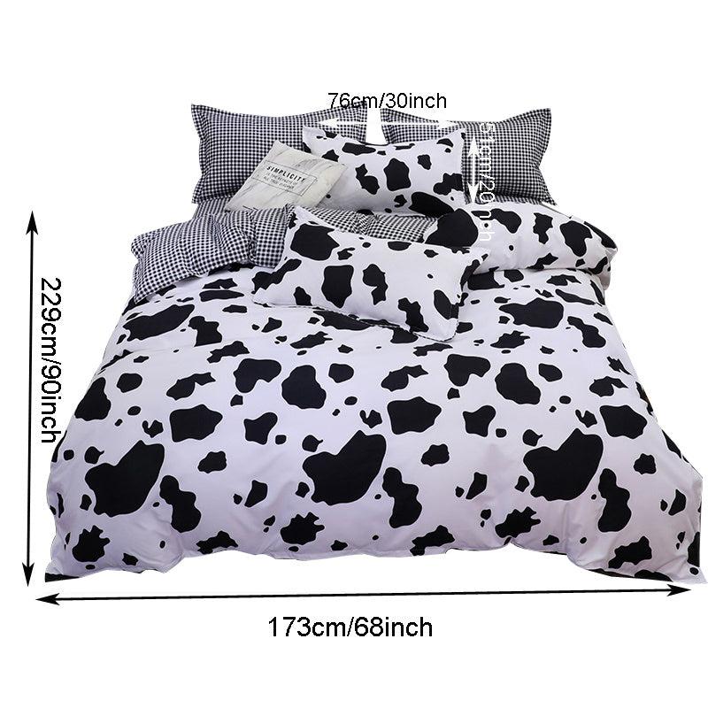 Cow Print Duvet Cover Set Reversible Comforter Cover for Kids Boys Girls