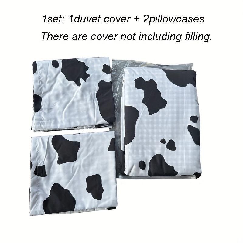 Cow Print Duvet Cover Set Reversible Comforter Cover for Kids Boys Girls