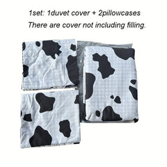 Cow Print Duvet Cover Set Reversible Comforter Cover for Kids Boys Girls