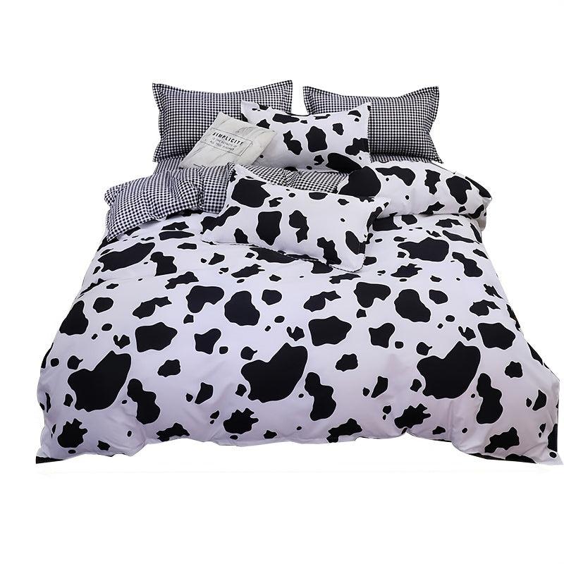 Cow Print Duvet Cover Set Reversible Comforter Cover for Kids Boys Girls