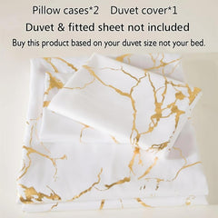 Stylish Brushed Marble Duvet Set with Pillowcases - Soft and Durable