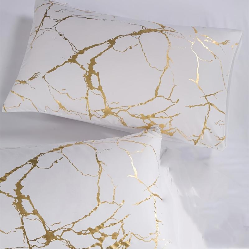 Stylish Brushed Marble Duvet Set with Pillowcases - Soft and Durable