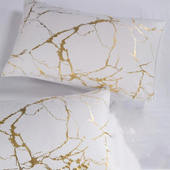 Stylish Brushed Marble Duvet Set with Pillowcases - Soft and Durable