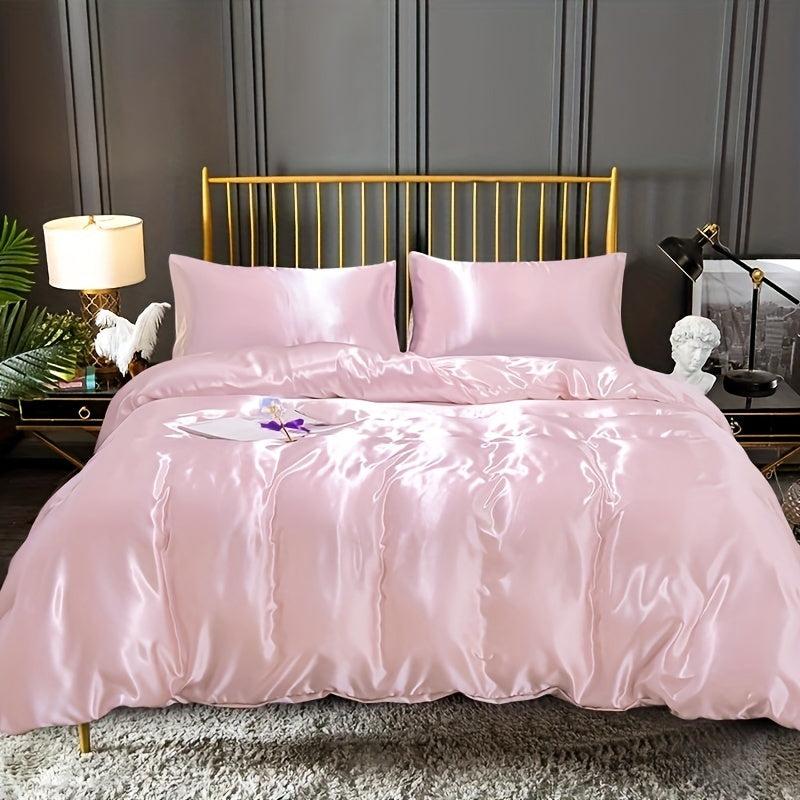 3pcs Satin Duvet Cover Set for Wedding Bedroom
