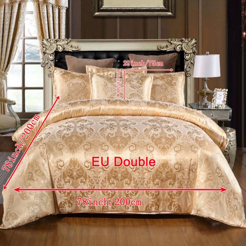 Luxurious 3pcs Jacquard Duvet Cover Set Golden Floral Print
