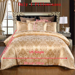 Luxurious 3pcs Jacquard Duvet Cover Set Golden Floral Print