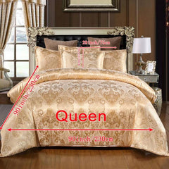 Luxurious 3pcs Jacquard Duvet Cover Set Golden Floral Print