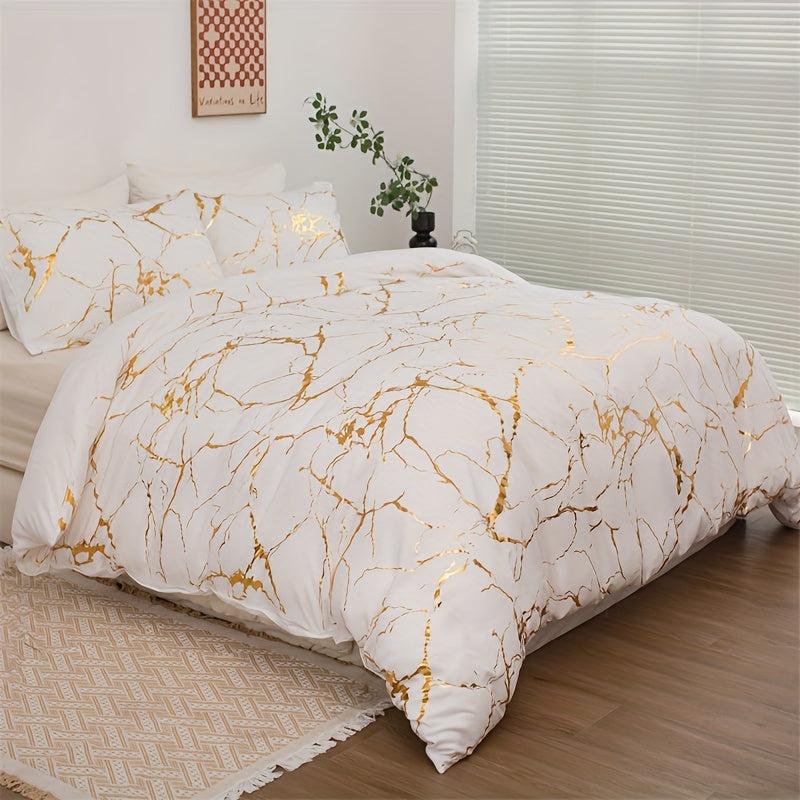 Bronzing Polyester Duvet Cover Set 3pcs