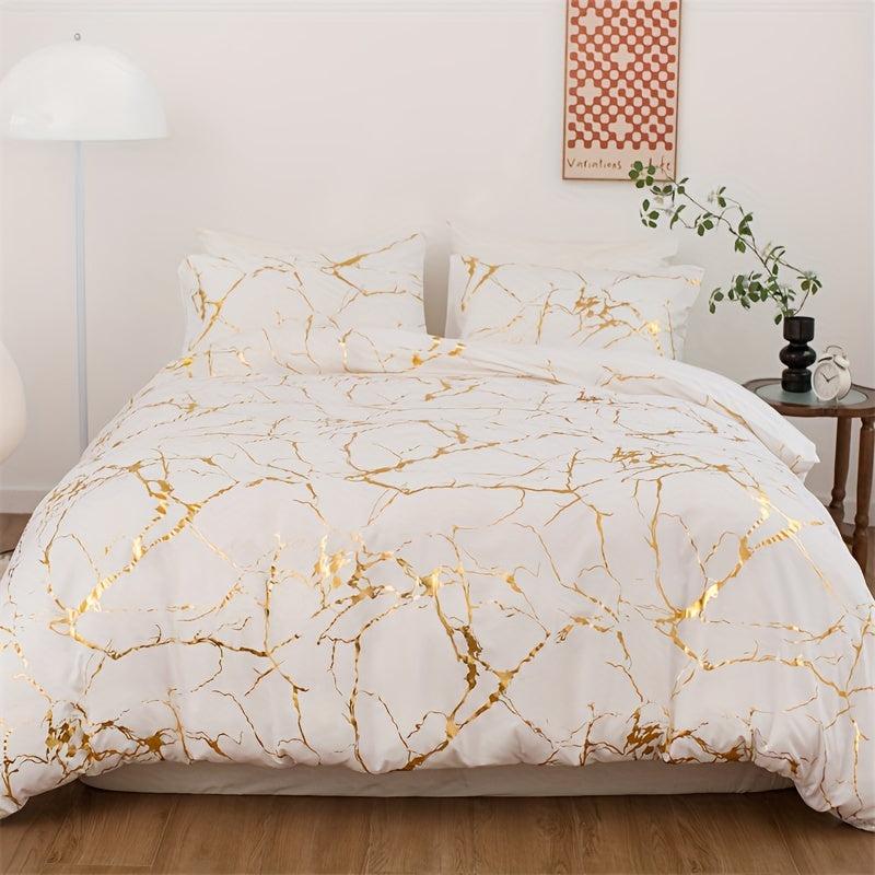 Bronzing Polyester Duvet Cover Set 3pcs
