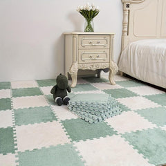 12pcs Plush Puzzle Floor Mat Interlocking Carpet Anti Slip