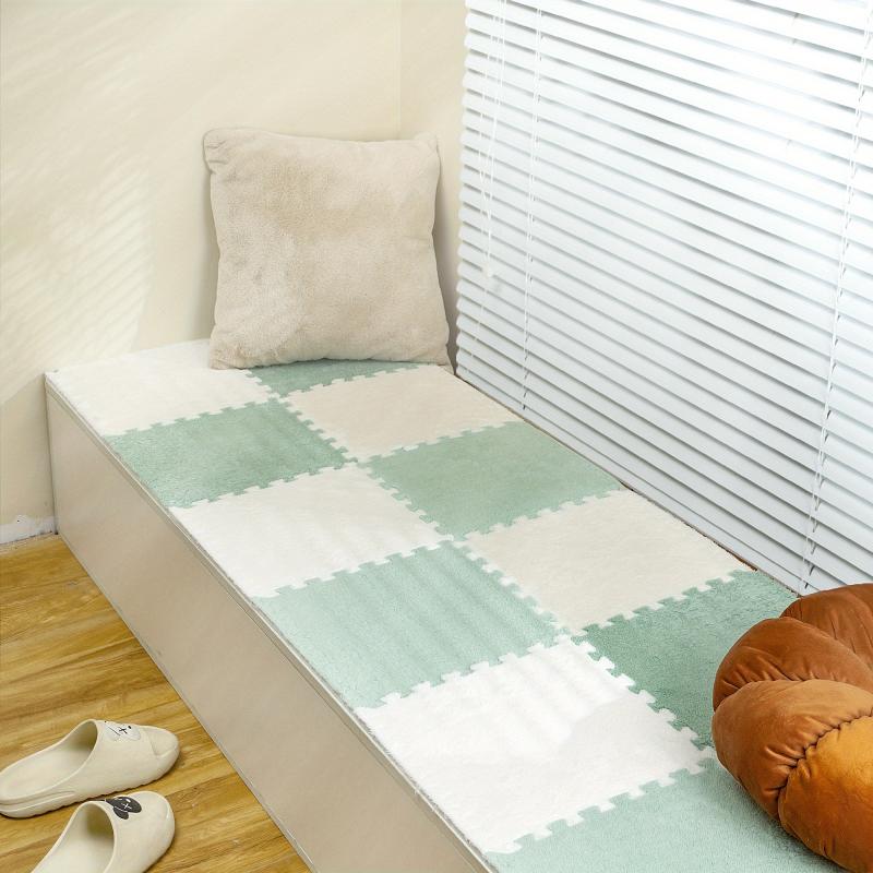 12pcs Plush Puzzle Floor Mat Interlocking Carpet Anti Slip