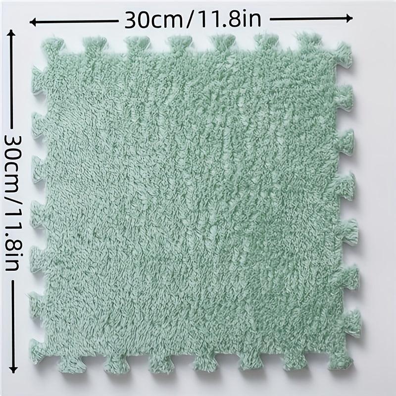 12pcs Plush Puzzle Floor Mat Interlocking Carpet Anti Slip