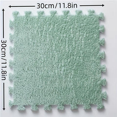 12pcs Plush Puzzle Floor Mat Interlocking Carpet Anti Slip