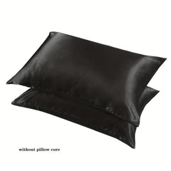 2pcs Solid Satin Pillow Cases Soft & Breathable Pillowcases Envelope Closure