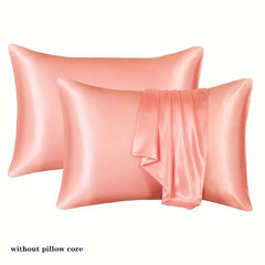 2pcs Solid Satin Pillow Cases Soft & Breathable Pillowcases Envelope Closure
