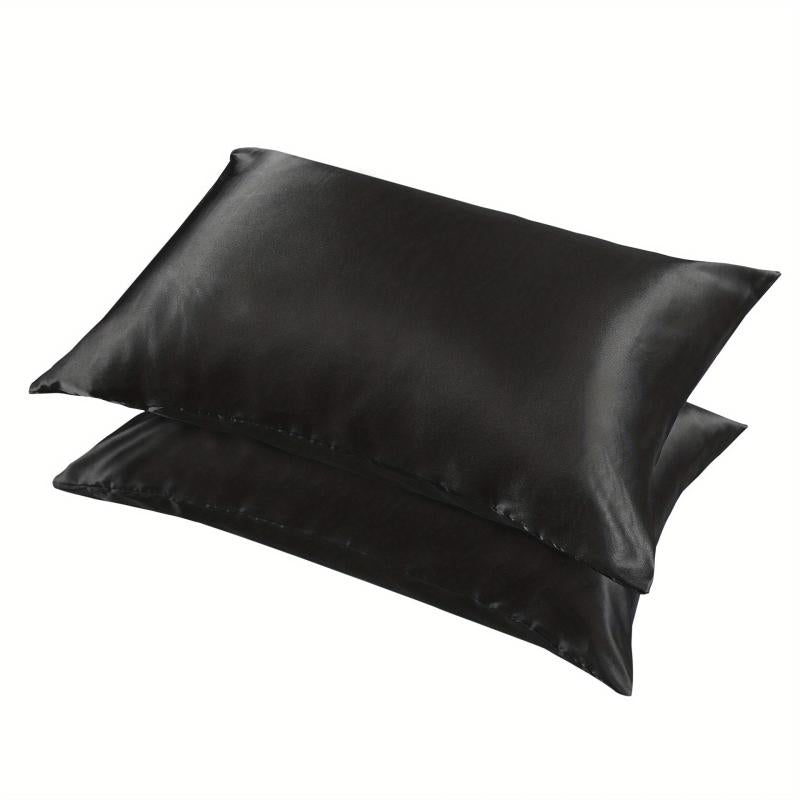 2pcs Solid Satin Pillow Cases Soft & Breathable Pillowcases Envelope Closure