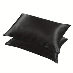 2pcs Solid Satin Pillow Cases Soft & Breathable Pillowcases Envelope Closure