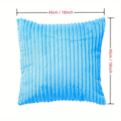 Soft Plush Throw Pillow Covers Solid Striped Design