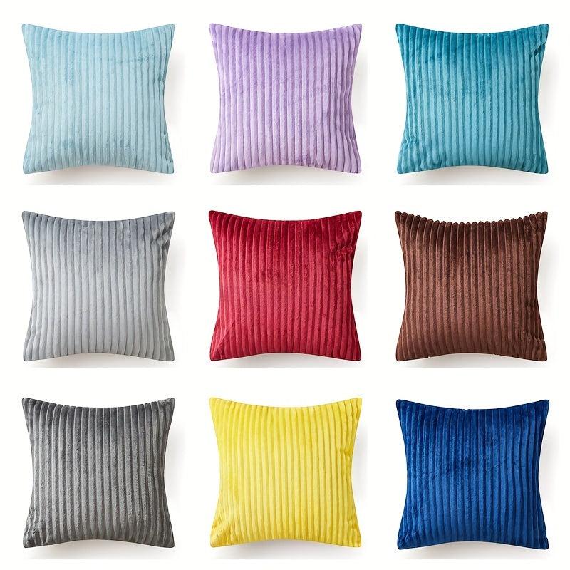 Soft Plush Throw Pillow Covers Solid Striped Design