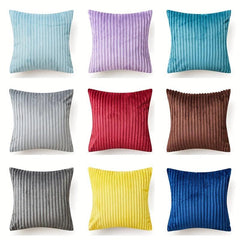 Soft Plush Throw Pillow Covers Solid Striped Design